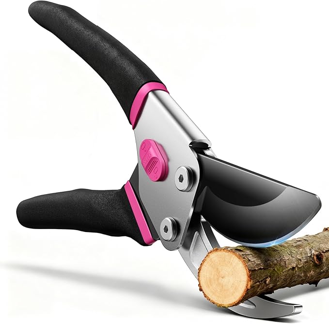 VOTREK® Pruning Shears, 8.5” Professional Garden Pruner with Jam-Proof Spring & Ever-Sharp SK5 Blade, Ergonomic Bypass Clippers for Rose, Tree, Heavy Duty Bonsai Scissor for Weak Hand