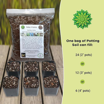 Tulsi/Holy Basil/Curry Leaf/Jasmine Plant Potting Soil Mix Peat Moss & Perlite (½ Gallon / 2 quarts).