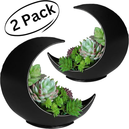 2 Pack - Table Moon Planter Candle Holder - Boho Planters for Indoor Succulents, Air Plants, Faux Plants - Witchy Gifts