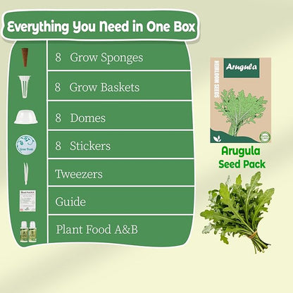 8-Pod Arugula Seed Pod Kit for Aerogarden, Includes Arugula Seeds - Universal Hydroponic Pods Indoor Gardening Supplies (8-Pod)