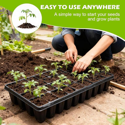 10 Pack 40 Cell Seed Starter Trays - Extra Deep 3.9" Plastic Nursery Trays, 20" x 10"，Fits Standard 1020 Flats, for Planting Seedlings, Propagation, Seed Germination and 1020 Flats Inserts