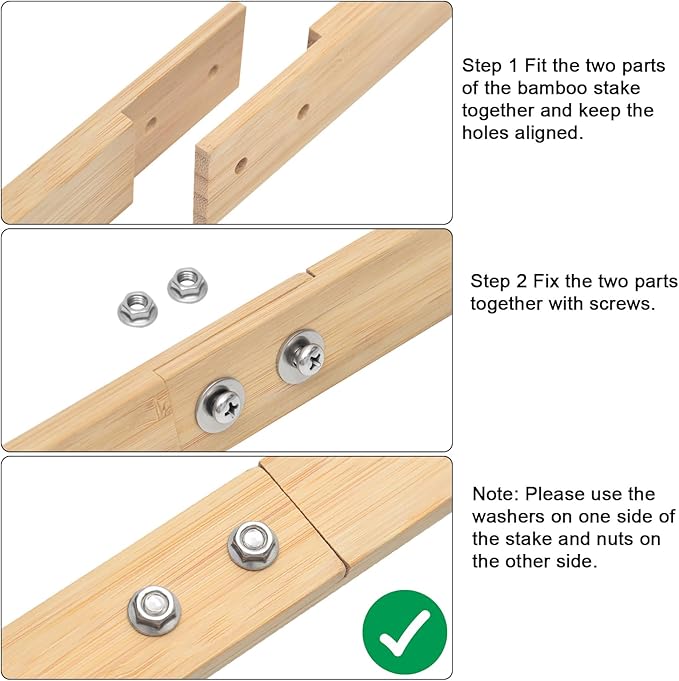 Kichwit Yard Stake for Sign, 27.5"/2.3ft Long Bamboo Stake for Yard Sign, Hardware Included