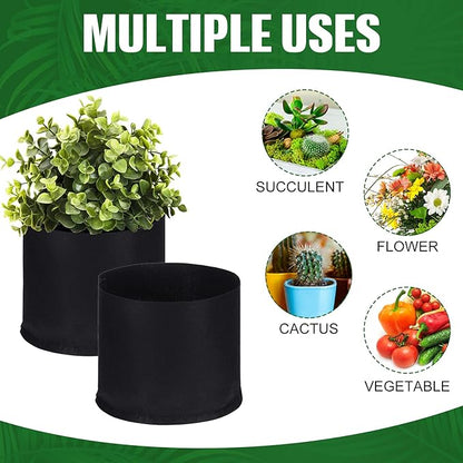 Zubebe 60 Pack Plant Grow Bags Bulk Garden Bags Aeration Grow Pots Heavy Duty Thickened Nonwoven Fabric Plant Pots Black Planting Container for Potato Tomato Vegetable Flower Fruits (7 Gallon)