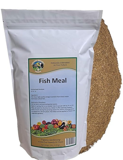 Fish Meal Fertilizer 4 Pounds for Vegetable Gardens, Flower Beds, Outdoor Plants, Trees & Shrubs - Ideal Nutrient-Rich Blend for Healthy Growth & Vibrant Blooms - Lancaster Agriculture Products