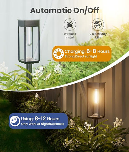Solar Pathway Lights Outdoor, 8 Pack Bright Solar Lights Outdoor, Auto On/Off, IP65 Waterproof Solar Garden Lights Solar Powered Landscape Lighting for Yard Patio Walkway Driveway Pathway