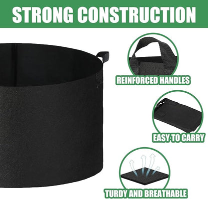 2-Pack 30 Gallon Fabric Grow Bags with Handle, Heavy Duty 300G Thickened Nonwoven with Handles and Reusable, Suitable for Garden Vegetables,Fruits and Flowers(Black)