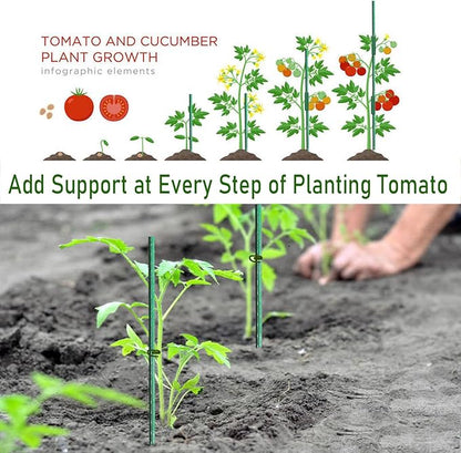 48pcs Garden Stakes Kit: Includes 12 Sets of Fiberglass Plant Sticks Supports & Accessories for DIY 4ft, 5ft, 6ft, 7ft Stakes for Tomato, Vegetables, Indoor & Outdoor Gardening Supplies