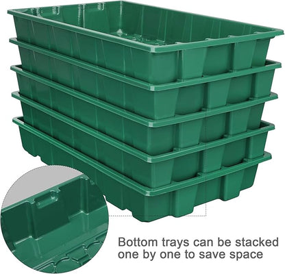 MIXC Seedling Trays Seed Starter Tray, 10-Pack Mini Propagator Plant Grow Kit Greenhouse with Humidity Vented Domes and Base for Seeds' Starting (40 Cells Per Tray, Total 400 Cells), Green