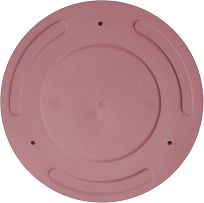 Bloem Mathers 12" Dusty Rose Round Modern Resin Garden Planter Pot with Drainage Holes and Removable Saucer Tray Included