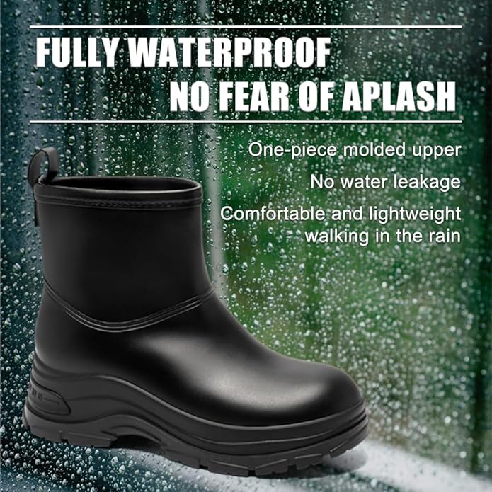 Women's Waterproof Chelsea Ankle Rain Boots, Slip-On Style, Outdoor Weather Protection