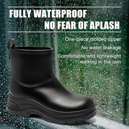 Women's Waterproof Chelsea Ankle Rain Boots, Slip-On Style, Outdoor Weather Protection