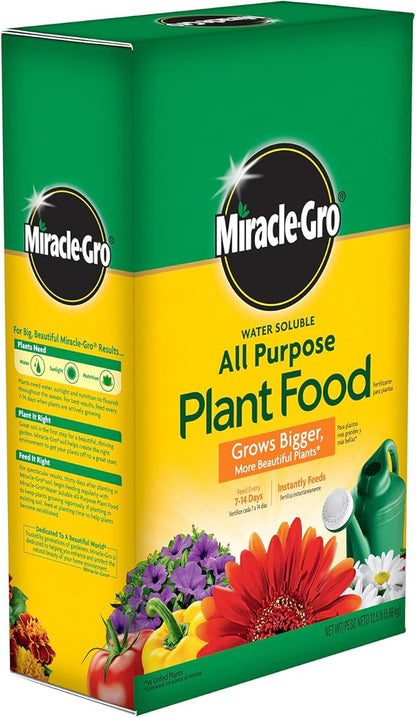 Miracle-Gro Water Soluble All Purpose Plant Food - Fertilizer for All Indoor or Outdoor Plants Including Roses, Flowers, Vegetables, Houseplants, Trees, and Shrubs, 12.5 lbs.