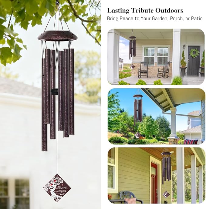 Memorial Wind Chime with Cardinal Bird and Tree – Sympathy Gift for Loss of Loved One – Bereavement Wind Chime with Saying “A Little Red Cardinal Bird to Let You Know” for Garden or Outdoor Decor