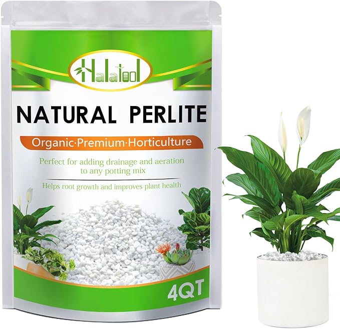 Halatool Soil Amendment 4QT Perlite for Plants Gardening Indoor Natural Potting Soil Mix Additive for Holding Moisture Aeration Drainage