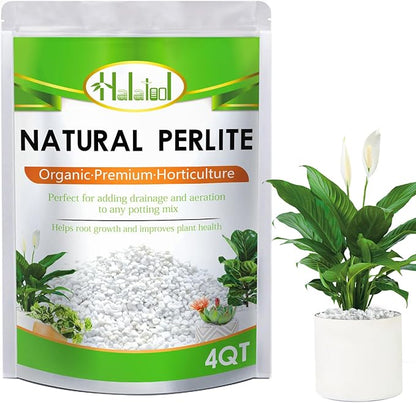 Halatool Soil Amendment 4QT Perlite for Plants Gardening Indoor Natural Potting Soil Mix Additive for Holding Moisture Aeration Drainage