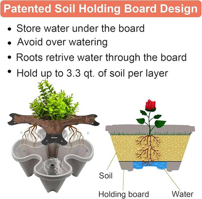 DUNCHATY Stackable Vertical Garden Planter, 7 Tier Herb Planter Pots, Indoor/Outdoor, Gray