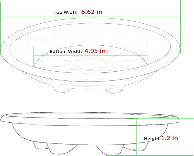 6 Pack of Plant Saucer 6 inch, Large Heavy Duty Plastic Bird Bath Bowl, Plant Drip Trays for Indoors Outdoor, Plant Water Tray for Planters, Red