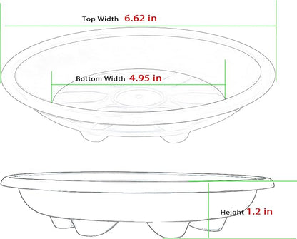 6 Pack of Plant Saucer 6 inch, Large Heavy Duty Plastic Bird Bath Bowl, Plant Drip Trays for Indoors Outdoor, Plant Water Tray for Planters, Red
