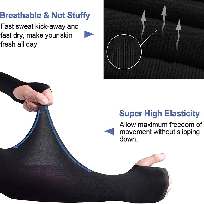 beister 3/6 Pairs UV Cooling Arm Sleeves Sun Protection Unisex for Sports, Cycling, Golf, Running