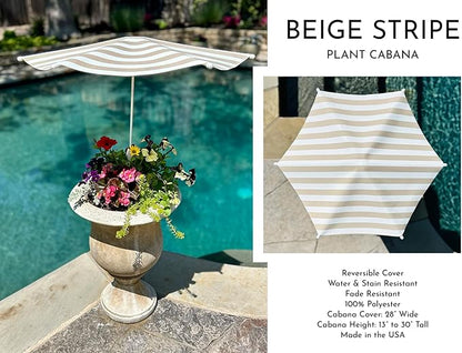Fixed Plant Shade for Potted Plants 28" x 30" Outdoor Container Sun Shade Cover Premium Fabric Canopy with Fiberglass Frame & Soil Anchor Stripes & Solids Assembly Required