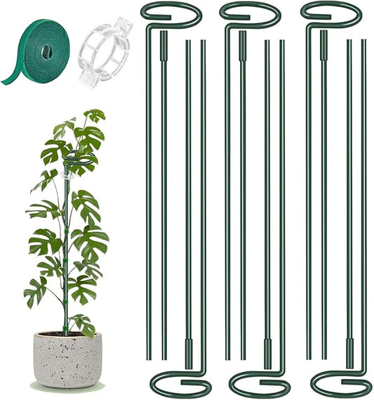 6 Pack 24 Inch Plant Support Stakes,Extendable Plant Stakes,Orchid Sticks with Clips for Indoor Outdoor,Garden Stakes for Plant,Tomato,Vegetables,Monstera.Plant Support Stakes for Two Sizes12 or 24 In