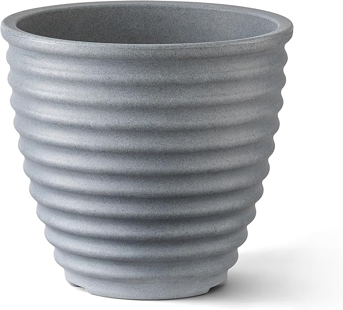 ARBORA 20" Ibiza Polyresin Indoor and Outdoor Planter with Stone Blend Concrete Gray Finish - Durable, Weatherproof, Lightweight, Large Plant Pot for Patio, Garden, Deck, Entryway