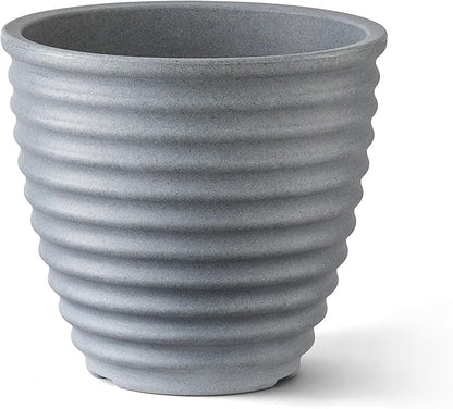 ARBORA 16" Ibiza Polyresin Indoor and Outdoor Planter with Stone Blend Concrete Gray Finish - Durable, Weatherproof, Lightweight, Large Plant Pot for Patio, Garden, Deck, Entryway