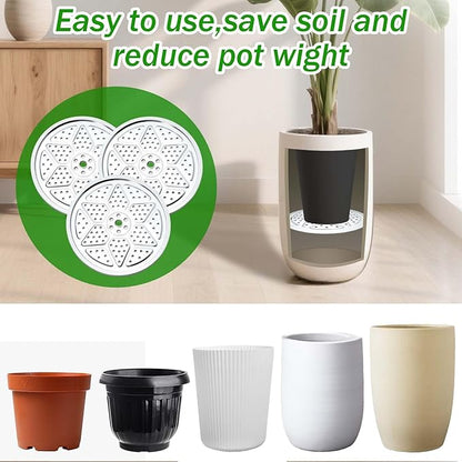 3PCS Round Planter Inserts for Large Tall Pots, 13" Stainless Steel Flower Pot Lift Insert Portable Planter Accessories Circular Plant Risers for Inside Pots with Drainage Hole, Use Less Potting Soil