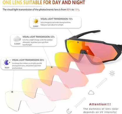 KAPVOE Photochromic Cycling Glasses Men Women Mountain Bike Sunglasses Clear MTB Bicycle Riding - K9408