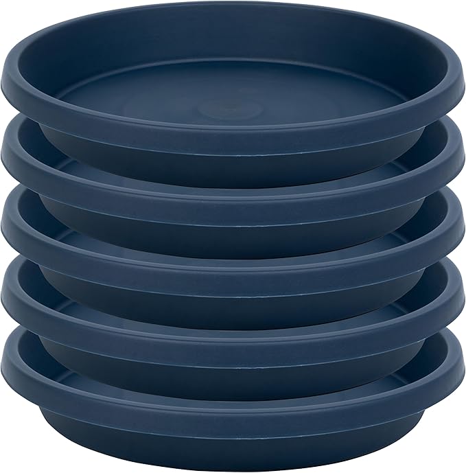 Plastic Plant Saucers 12 Inch Round Pack of 5 Heavy Duty Reusable Drip Trays for Flower Pots