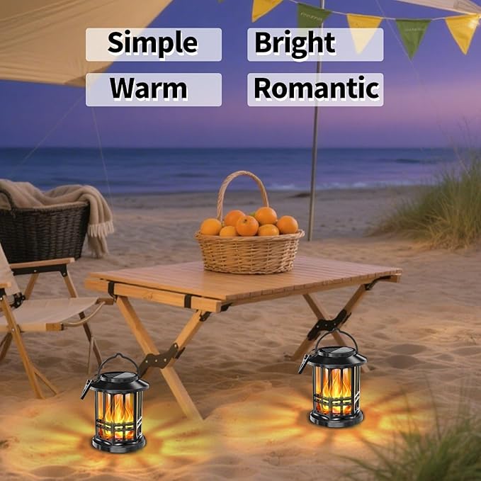 Solar Lanterns Outdoor Waterproof,Flickering Flame Landscape Lanterns ,Solar Powered Outdoor Hanging Lights Decor for Garden, Yard, Patio, Porch 1 Pack