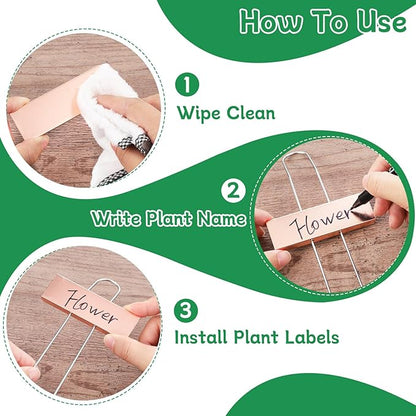 Garden Labels, 50 Pack Metal Plant Labels Waterproof Garden Markers with Pen for Seedlings Vegetables Flower, Height 10.6'' Label Area 3.5''X 1.2''