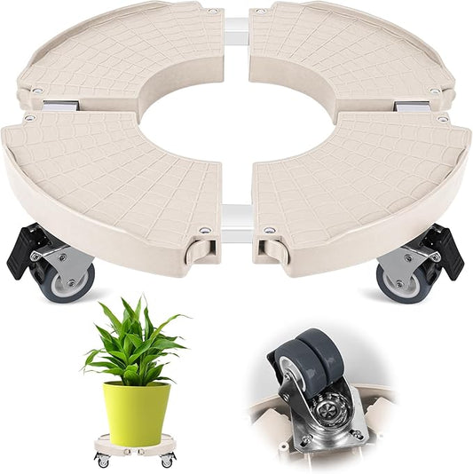 ToLanbbt Plant Caddy Stand with 360° Wheels Adjustable 15-22 Inch Rolling Stand Heavy Duty Large Plant Cart Dolly with Casters 440lbs Capacity for Large Planter, Garden Pot, Flower Pot, Beige, 1 Pack