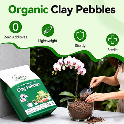 Zeedix 6QT Leca Clay Pebbles for Plants, 4mm-16mm Clay Balls Hydroton Leca Balls for Hydroponic Growing Gardening Orchids Drainage Decoration Aquaponics