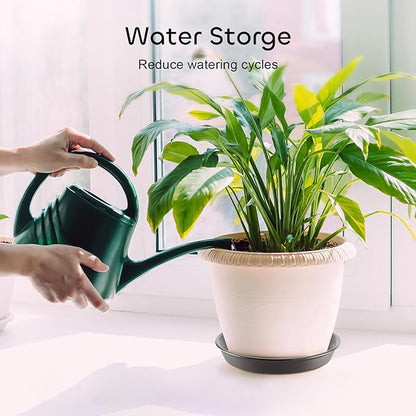 GROWNEER 6 Packs 11.8 Inches Plant Saucer Plant Drip Trays, Plastic Plant Trays for Pots, Heavy Duty Pot Drip Tray for Indoors Outdoor Flower Planters, Black
