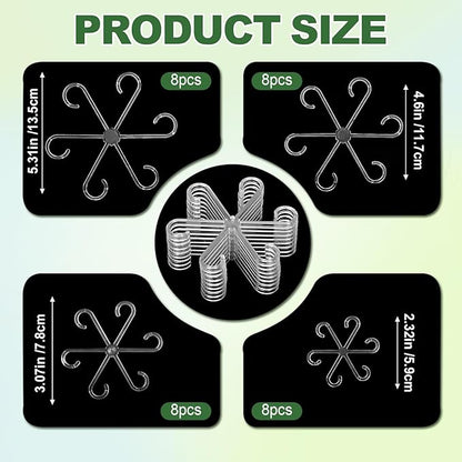 32pcs Upgraded Plant Stem Support, Transparent Plant Support for Indoor Plants, Reusable Climbing Houseplant Stem Holders, Plant Stabilizer, 4 Sizes Plants Accessories