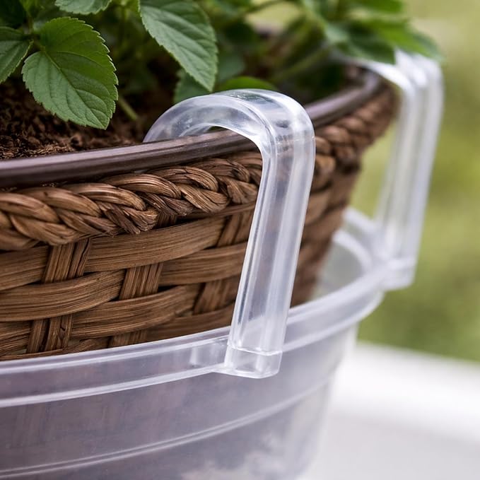 Curtis Wagner Plastics Hanging Basket Drip Pans (5-Pack) | Clear, Round (Diameter = 9" Base, 12" Top, 3.75" Depth) Hanging Plant Tray Saucer with Built-in Hooks & Water Catcher for Indoor & Outdoor