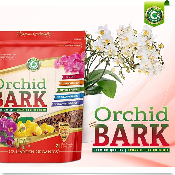 Orchid Potting Bark - Made in USA Premium Garden Soil Amendment Mix for Proper Root Development of Phalaenopsis, Cattleyas, Indoor/Outdoor Plants, Reptile Terrarium Bedding & More! (Mini Fir Bark)