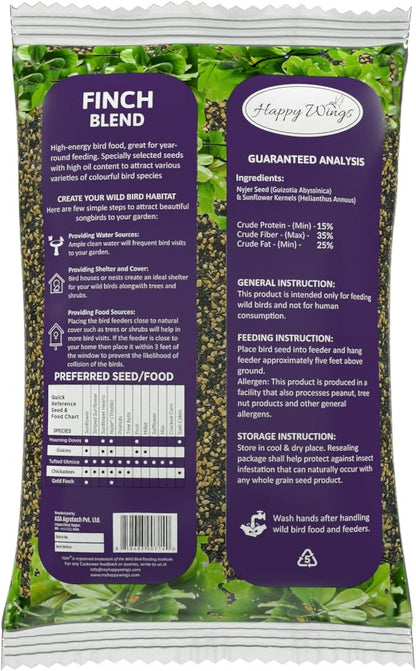 Happy Wings Finch Blend Bird Food, Mix of Sunflower Hearts/Kernels and Nyjer Seed, 10 Pounds- 5 Pounds Combo Pack of 2 | No Grow Seed for Wild Birds