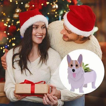 Corgi Dog Planter, Cute Animal Flower Pot for Outdoor & Indoor Garden Decor, Small Corgi Holder