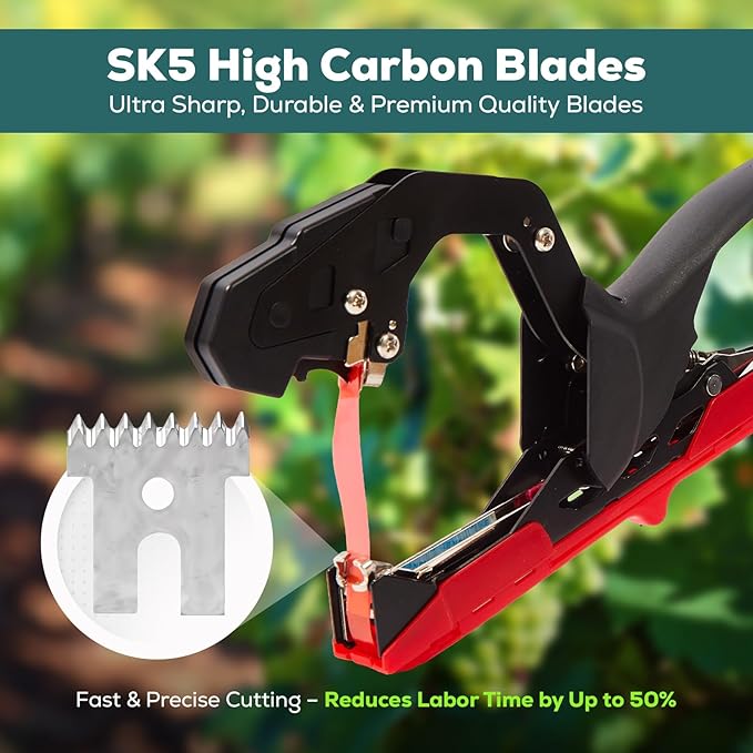 Plant Tying Machine, Lightweight Plant Tape Tool for Quick Vine Tying, for Gardeners and Farmers,Plant Tie Tapener Gun with Tapes and Staples