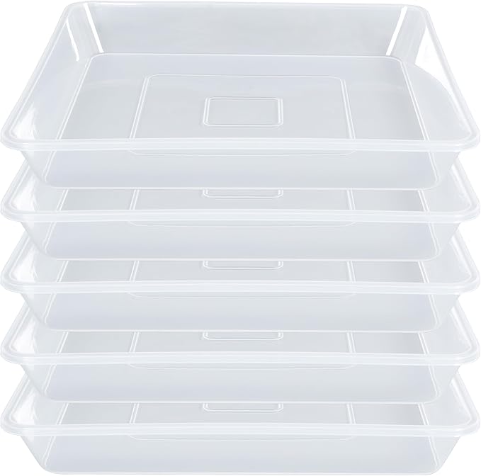 Square Plant Saucer 14 Inch 5 Pack, Sturdy Clear Plastic Flower Plant Pot Saucer, Square Planters for Indoors and Outdoors Plants, Garden Plant Saucers for Pots Plant Trays.