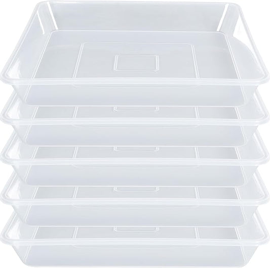 Square Plant Saucer 14 Inch 5 Pack, Sturdy Clear Plastic Flower Plant Pot Saucer, Square Planters for Indoors and Outdoors Plants, Garden Plant Saucers for Pots Plant Trays.