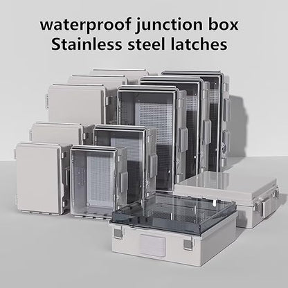 Electrical Junction Box, Ventilated Design, Cable Grommets, Indoor/Outdoor Use with Mounting Panel & Hinged Cover. Waterproof IP 65. (Grey Cover, 15.7"x11.8"x7.1")