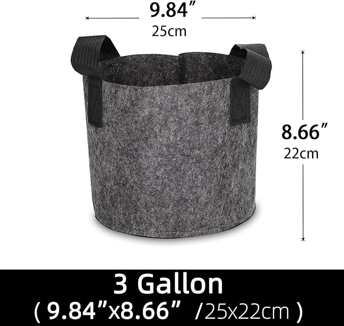 Grow Bags,Growing Pot Bags Garden Grow Bag Indoor Outdoor Fabric Aeration Plant Pot Container Flower Vegetable Pouch (Dark Gray,3 Gallon)