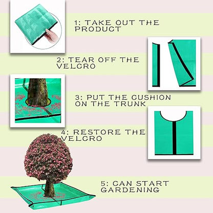Landscape Pruning Tarp, 78.7“X78.7” Landscape Tarp for Trimming with 12 inch Hole, Pruning Trees Waterproof Tarp, with Corner Buckles, can Stand Up Fasten Around Trees and Shrubs