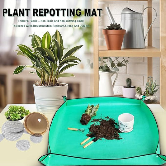 Plant Repotting Mat Waterproof Gardening Mat Plant Transplanting Potting Tray for Indoor Succulent Potting Tarp Portable Thicken PE Mat Garden Work Cloth Bonsai Tools (30"x 40")
