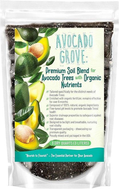 Avocado Tree Soil – Premium Organic Potting Mix for Avocado Trees | Tailored pH & Organic Nutrients | Fast-Draining & Moisture-Retaining | Indoor & Outdoor Use (3 QUARTS)