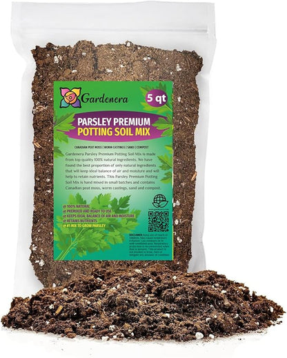 Premium Parsley Plant Soil Mix by Gardenera - Stimulate Growth and Elevate Culinary Dishes with Nourishing Formula - 5 Quart