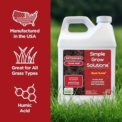 Root Hume- Simple Grow Solutions - Concentrated Humic - Liquid Carbon - Simple Grow Solutions- Natural Lawn & Garden Treatment - Plant Food Enhancer- Turf Grass Soil Conditioner (64 Ounce)